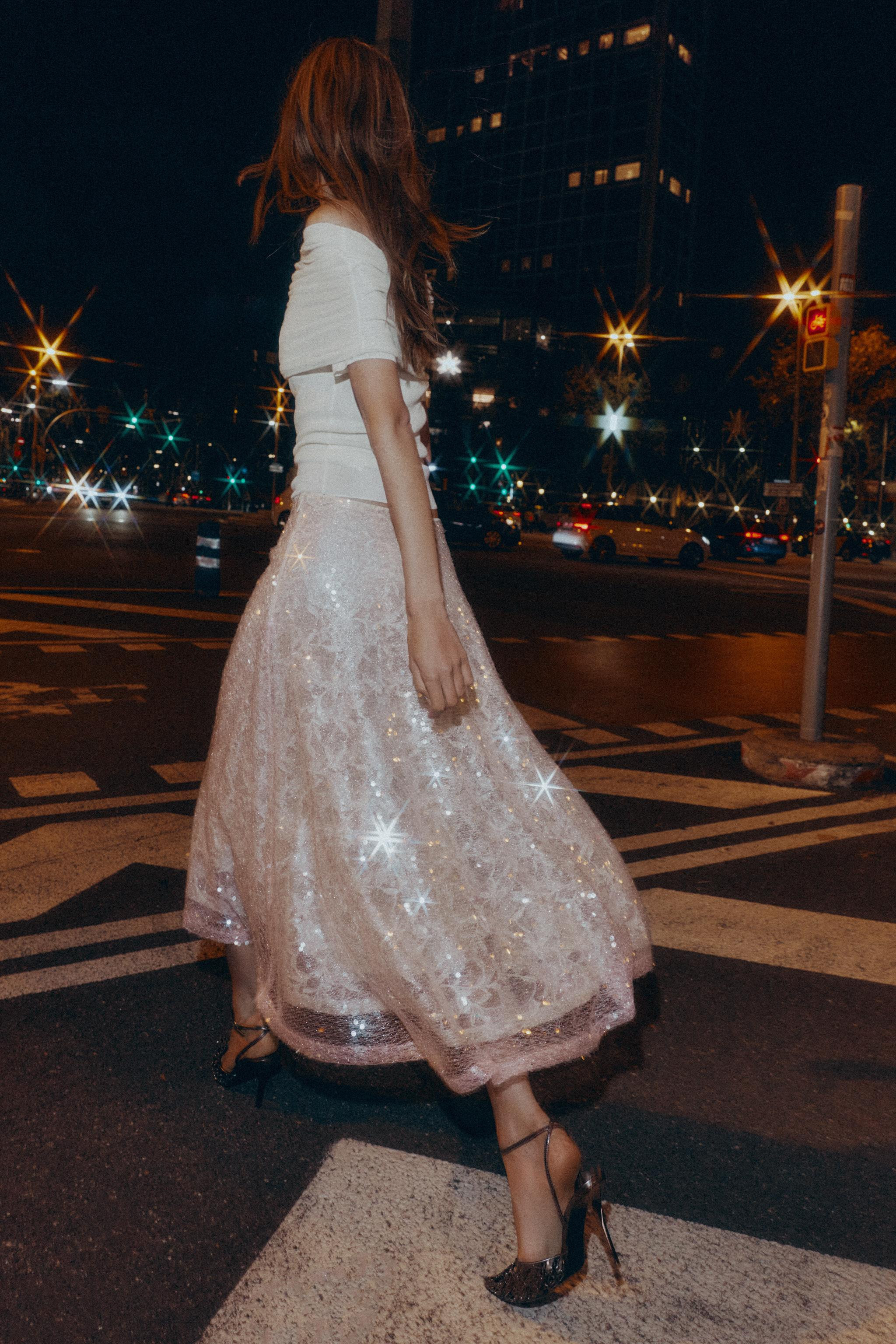 SEQUINED KNIT MIDI SKIRT | Zara US