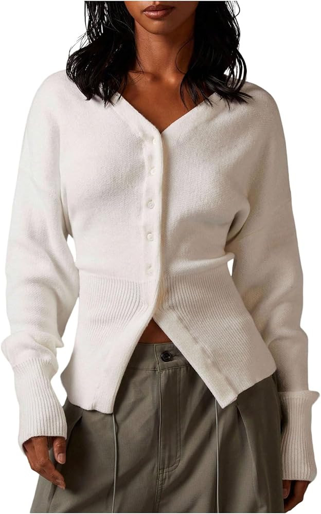 Verdusa Women's Button Up Cardigan Cozy Sweaters Cinched Waist Tops Fall Winter Clothes | Amazon (US)