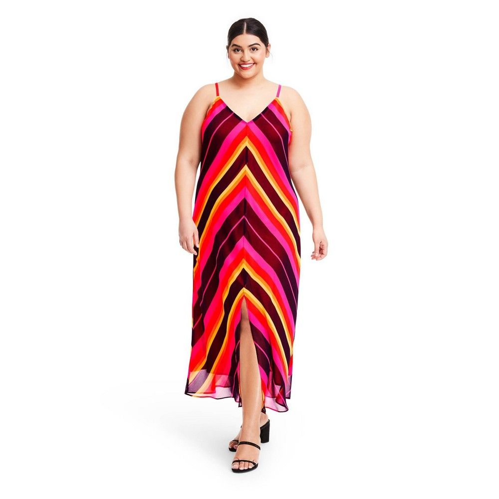 Plus Size Chevron Sleeveless Slip Dress - Christopher John Rogers for Target Pink 16W/18W | Target