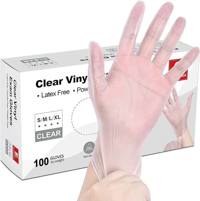 Schneider Clear Vinyl Exam Gloves, Latex-Free, Disposable Medical Gloves, Cleaning Gloves, Food S... | Amazon (US)