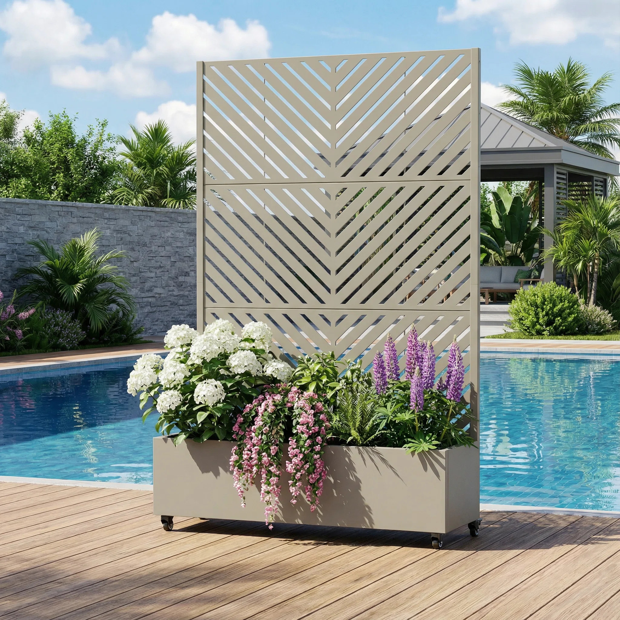Metal Planter Box with Trellis with Wheels | Wayfair North America