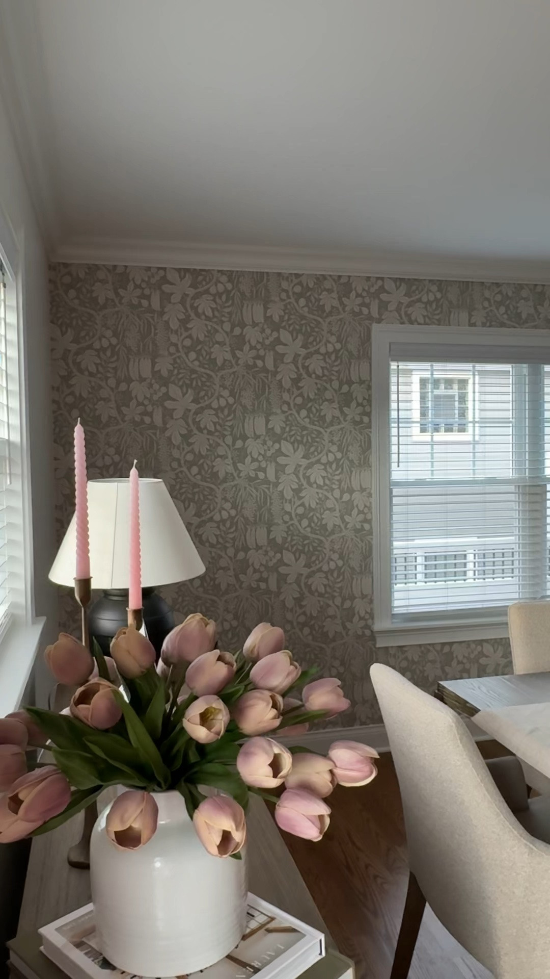 Finally giving my dining room the attention it needs 😍￼

Fig Garden Wallpaper link: 
https://tidd.ly/3RKtjKl

#LTKHome