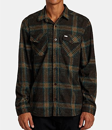 RVCA Long Sleeve Vacancy Plaid Flannel Woven Shirt - M | Dillard's