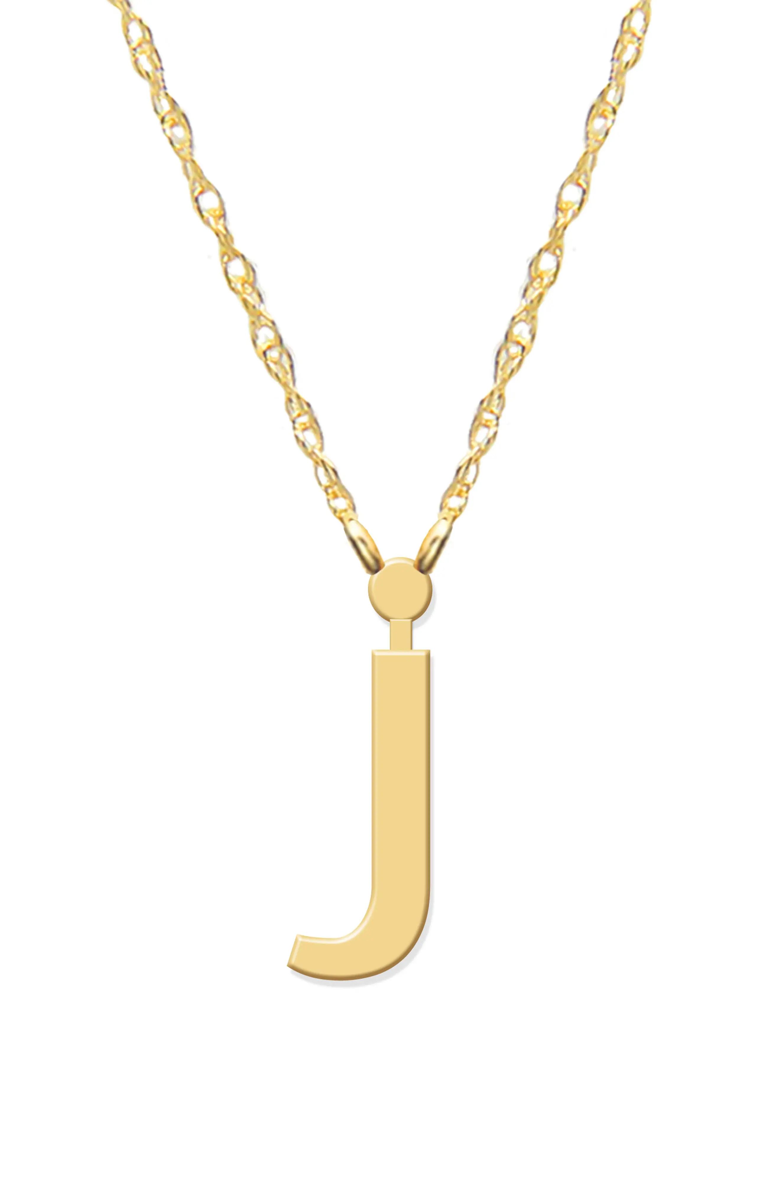 Jane Basch Designs Lowercase Initial Pendant Necklace, Size 18 In in Gold- J at Nordstrom | Nordstrom