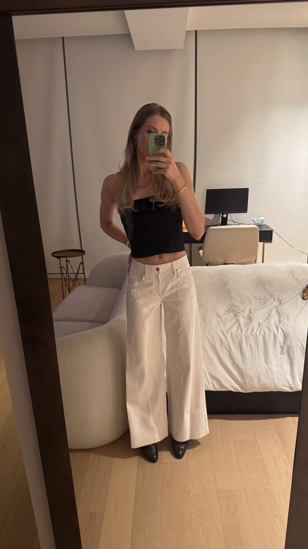 Black & white for NYE! #HELSA bandeau and these low rise #Alice+Olivia faux leather printed lowrise white pants are comfort sexy and shiny style all in one! Pants are THE comfiest and softest on the inside - don’t believe me, your loss. 🖤🤍

#LTKGiftGuide #LTKTall #LTKHoliday