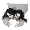 Haunted Hill Farm 10 in. LED Crawling Double Head Girl Halloween Animatronic HHGIRL-16FLSA | The Home Depot