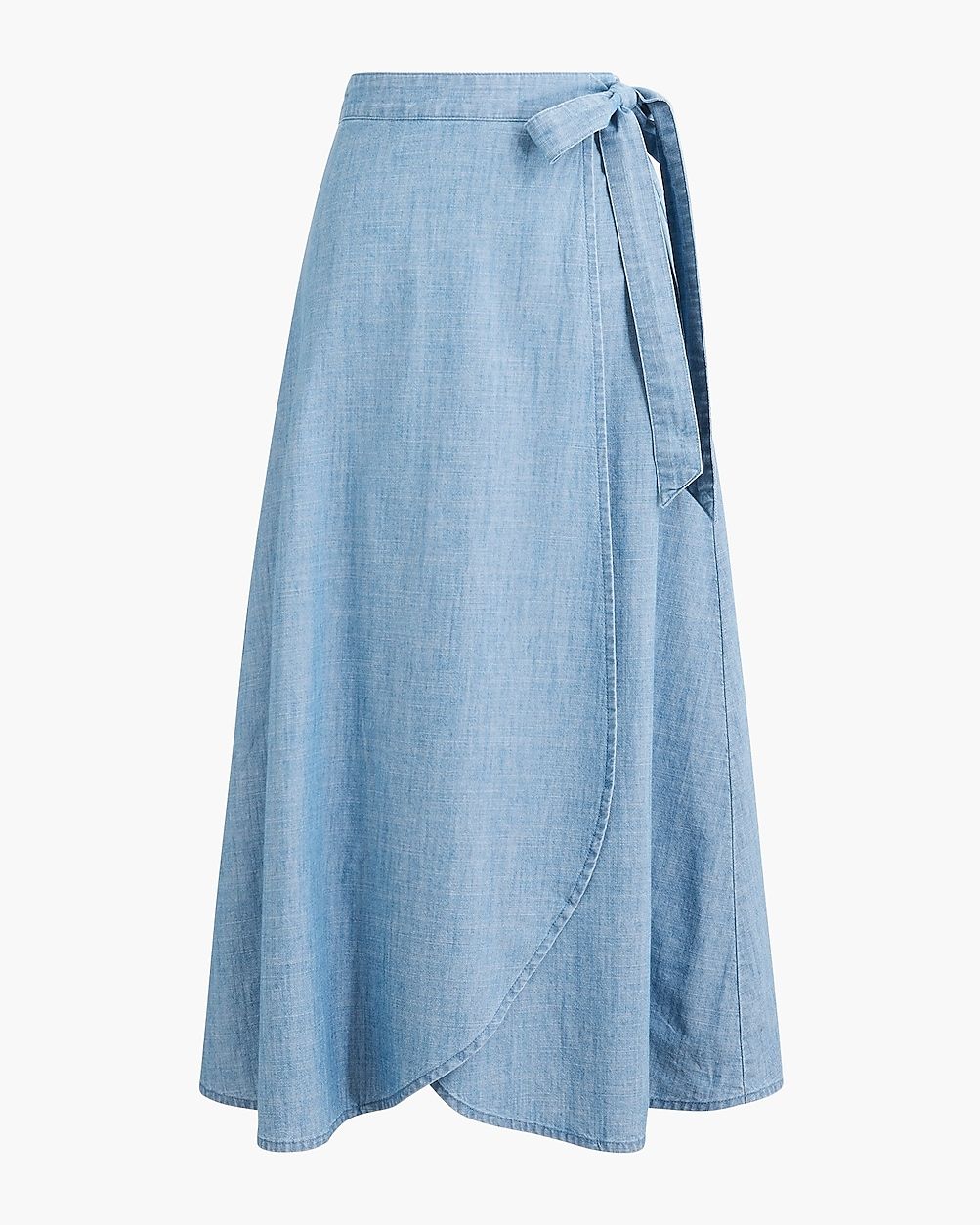 Chambray pull-on faux-wrap skirt | J.Crew Factory