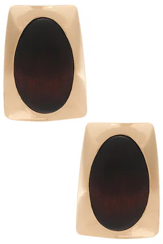 Rich Brown Center Dramed By Sleek Gold-tone Metal Earrings | Revolve Clothing (Global)