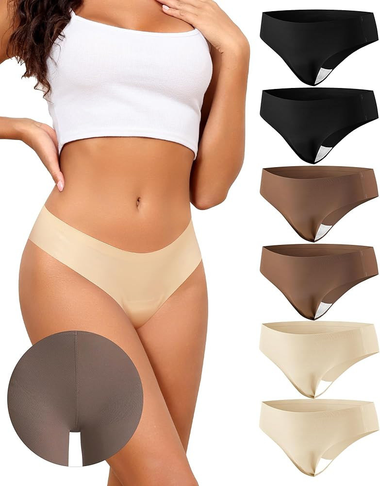 LEVAO Seamless Thongs for Women Invisible Toe Thong No Show Camel Proof Underwear Thong Panty Lin... | Amazon (US)