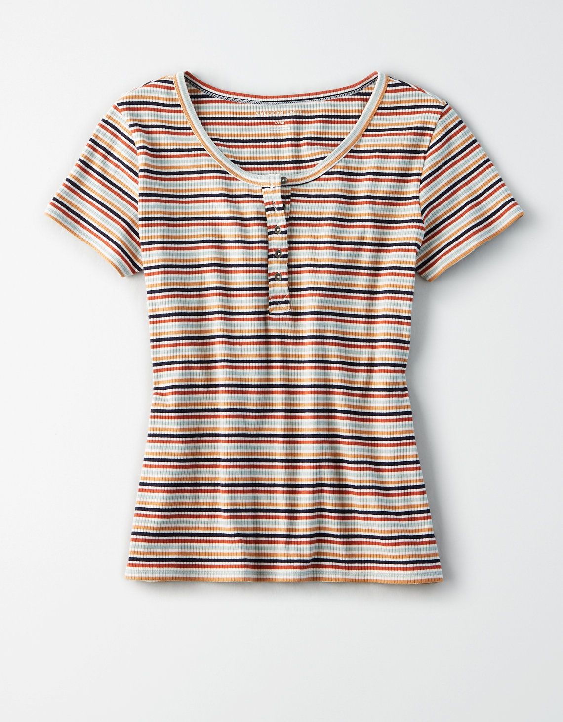 AE Short Sleeve Ribbed Henley T-Shirt | American Eagle Outfitters (US & CA)