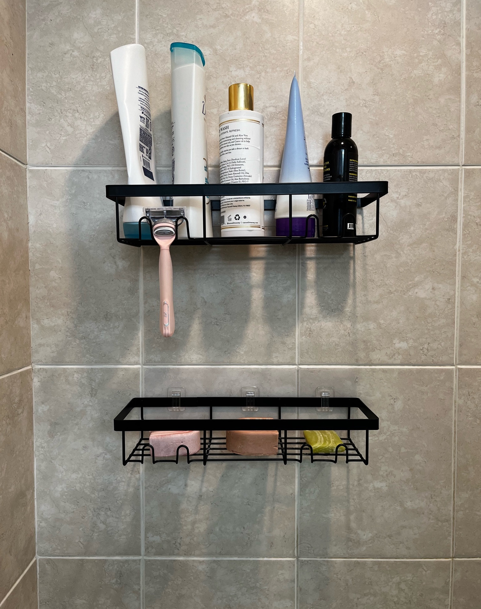 This wall-mount shower caddy can help you better organize your bathroom necessities. 

Our last caddy rusted and didn't stick to the wall any longer. These shelves have adhesive tape that sticks to any surface, and are rust proof.

They look sleek and take up very little space in the shower. They come 2 shelves per pack and the black ones are on sale for 47% off.

#LTKfindsunder50 #LTKsalealert #LTKhome