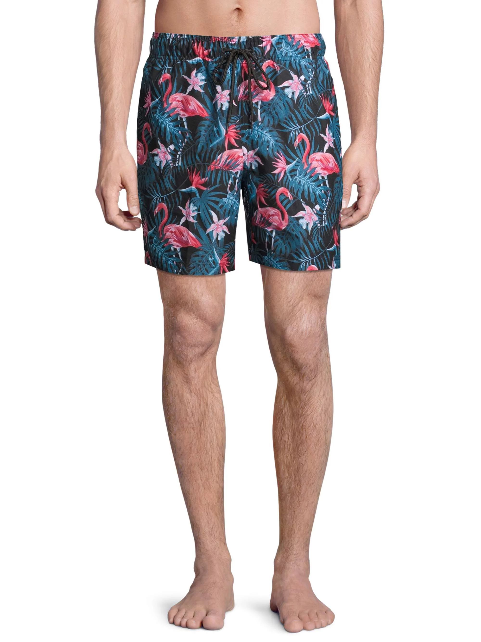 George Men's and Big Men's 6" Novelty Swim Trunk with Flamingos, up to Size 3XL | Walmart (US)