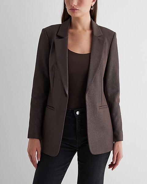 Columnist Shine Open Front Blazer | Express