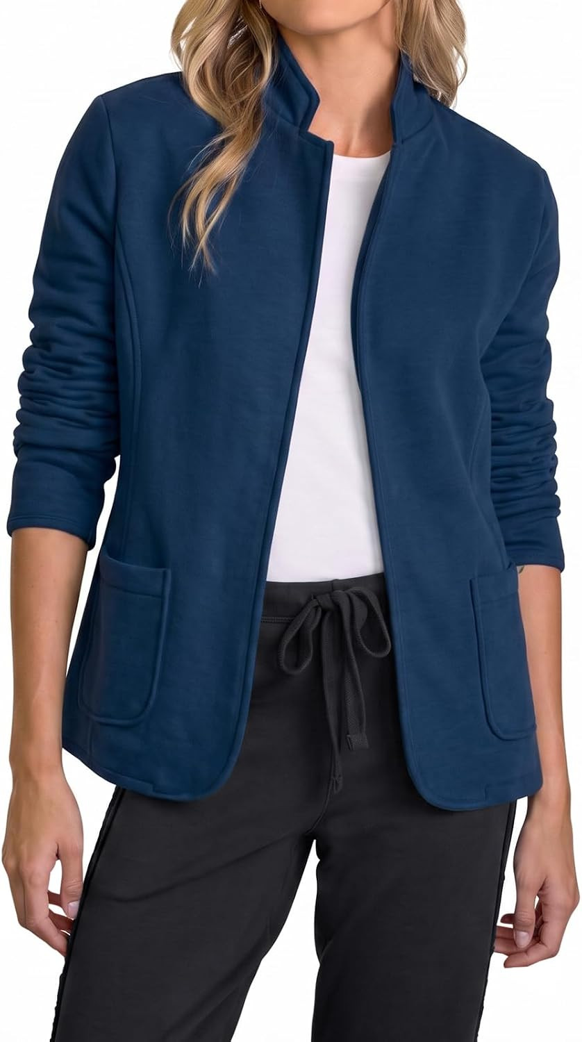 Fisoew Womens Sweatshirt Blazer Open Front Lapel Suit Jacket Casual Coat | Amazon (US)