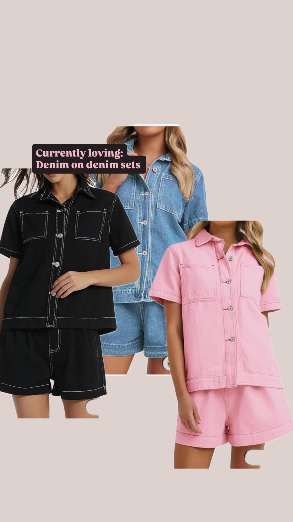 Denim on denim sets 
Trending 
Amazon fashion 
OOTD 