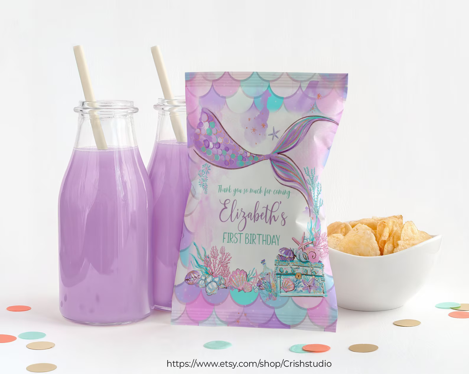 Editable Oneder The Sea Chip Bag Template Custom Chip Bags Snack Bag Mermaid Tail Little Mermaid ... | Etsy (US)