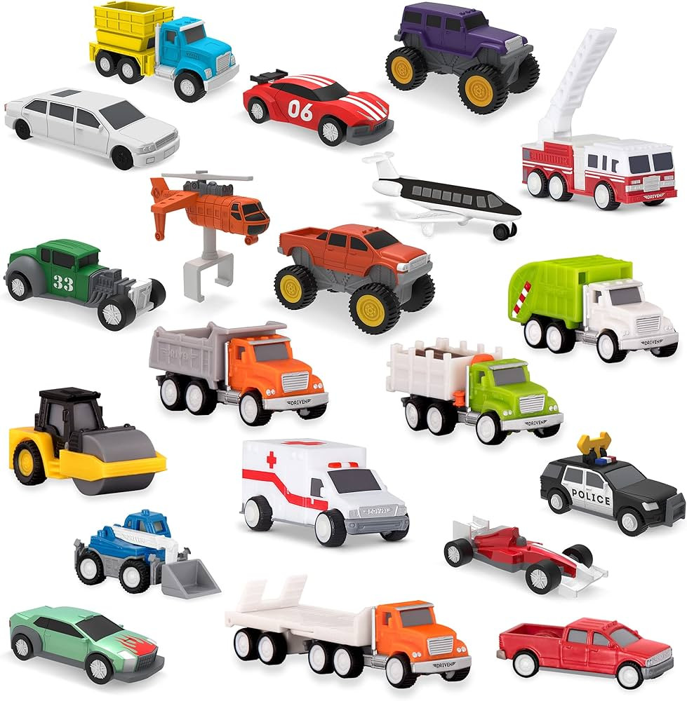 Driven by Battat – Pocket Fleet 2 – 20 Packs Mini Toy Vehicles – Race Car, Construction Tru... | Amazon (US)