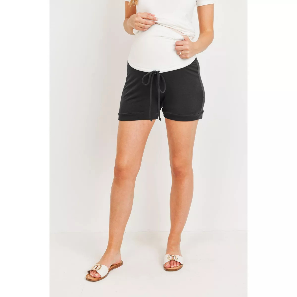 Hello Miz French Terry Over The Belly Lounge Maternity Shorts | Target