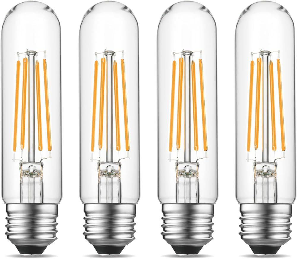 Dimmable E26 Edison Bulb, AC120V Warm White 2700K Light Bulbs, 6W Equal 60 watt 750LM Tubular T10... | Amazon (US)