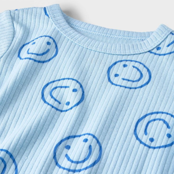 Baby 2pc Smiley Short Sleeve Top & Shorts Set - Cat & Jack™ Blue | Target