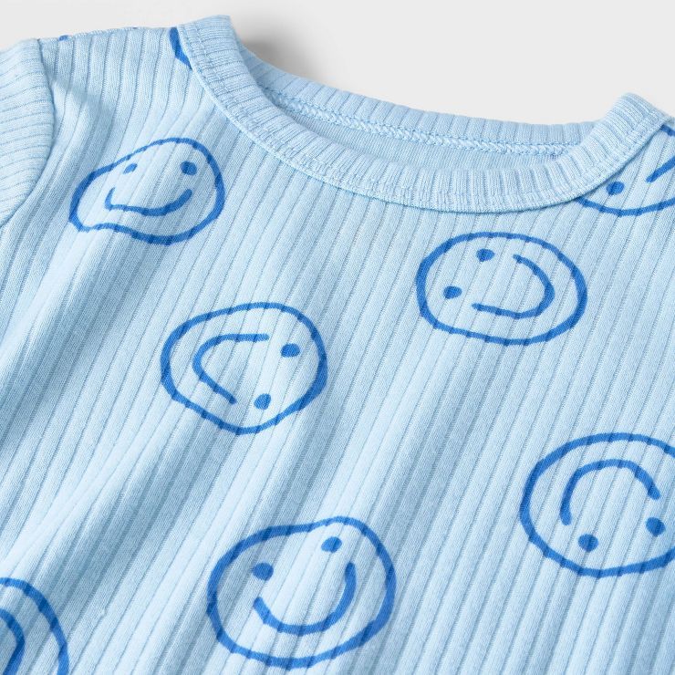 Baby 2pc Smiley Short Sleeve Top & Shorts Set - Cat & Jack™ Blue | Target