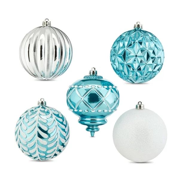 Holiday Time 100 mm Turquoise Shatterproof Christmas Ornaments, 9 Count | Walmart (US)