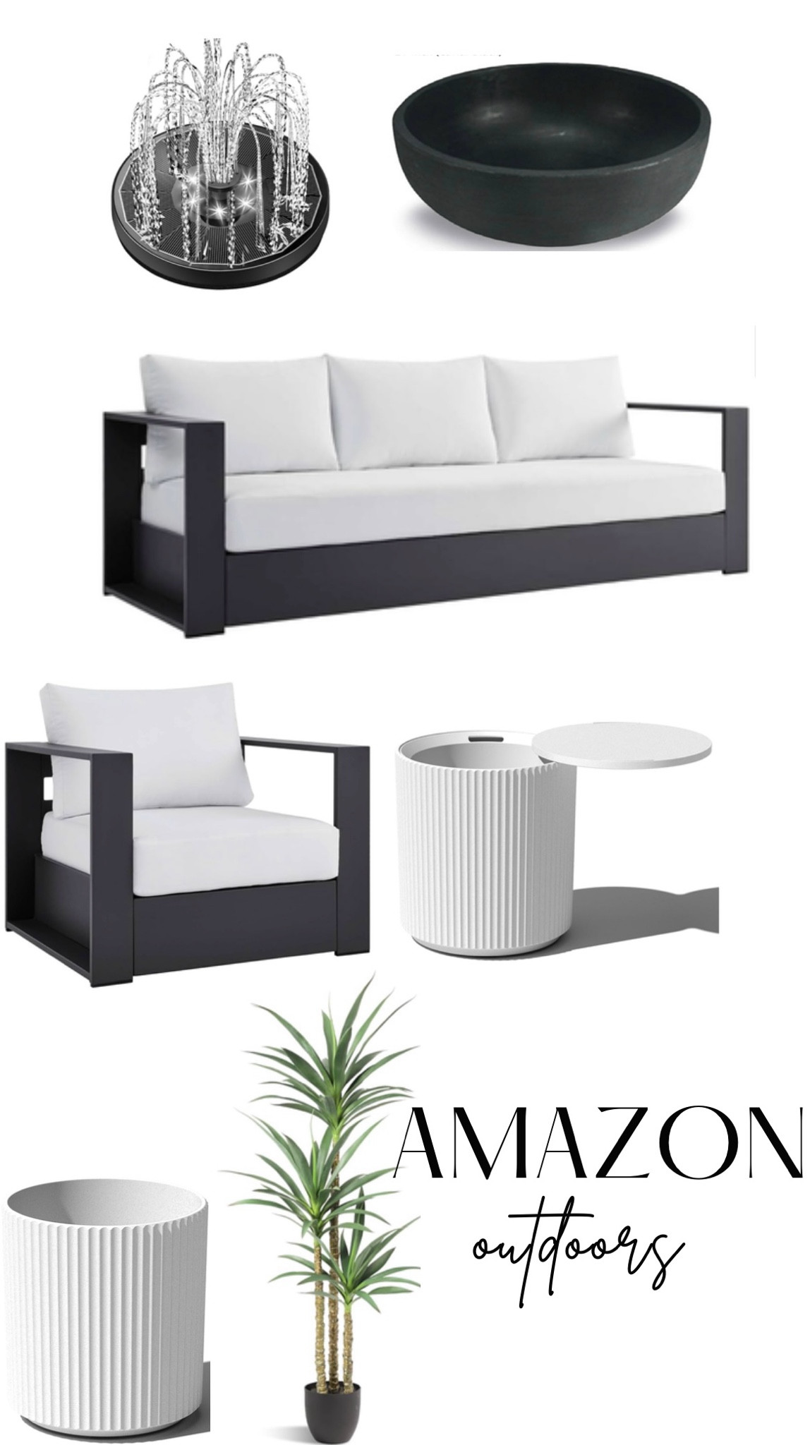 Outdoor furniture, modern furniture, outdoor side table, outdoor cooler, outdoor tropical plants, artificial plants, water fountain, outdoor planter, outdoor bowl, outdoor sofa, outdoor chair

#LTKhome #LTKfamily #LTKsalealert