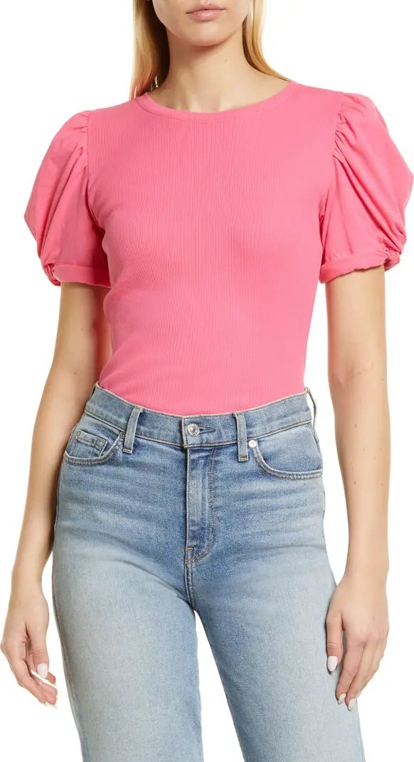 1.STATE Puff Sleeve Rib Knit T-Shirt | Nordstrom | Nordstrom