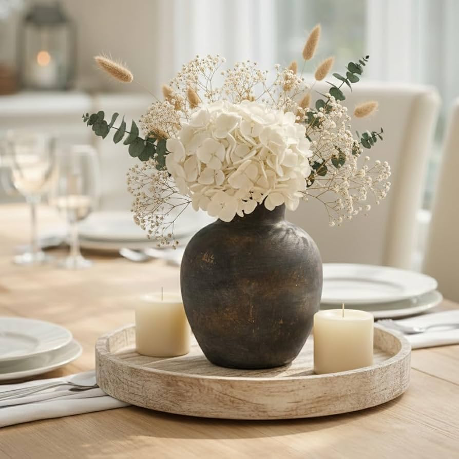 SIDUCAL Ceramic Decorative Flower Vase | 6 Inch Pottery Rustic Farmhouse | Boho | Terracotta Vase... | Amazon (US)