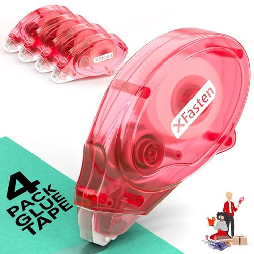 XFasten Glue Tape Roller Runner Pink, Photo-Safe, Zero-Jamming 0.3-inch x 360-inch (4-Pack, 1440-inches Total) Double Sided Gift Wrap Tape Adhesive for Scrapbooking Bullet Journaling Card Making | Amazon (US)