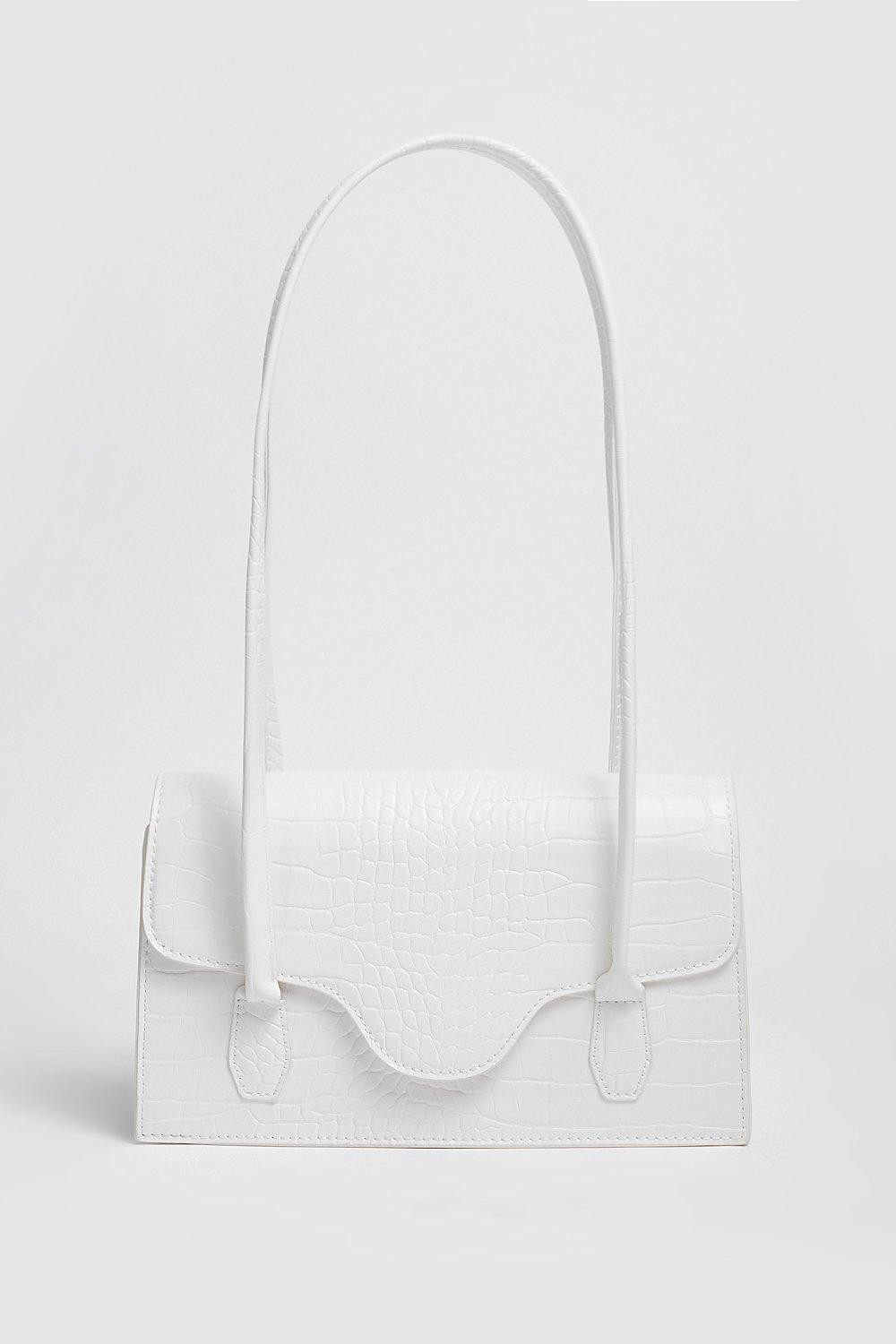 Faux Leather Croc Structured Shoulder Bag | Nasty Gal (US)