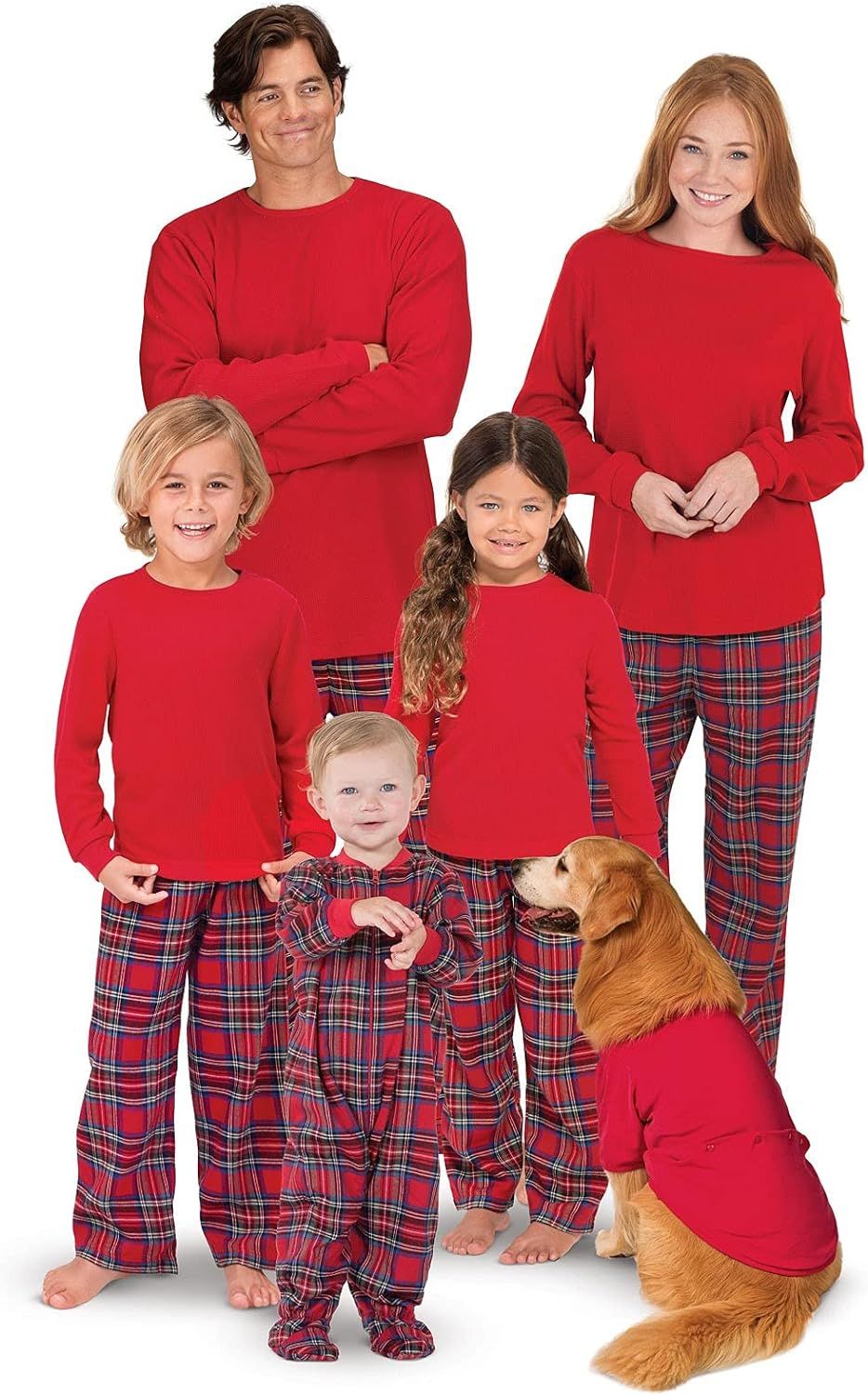 PajamaGram Christmas Pajamas for Family, Thermal Plaid | Amazon (US)