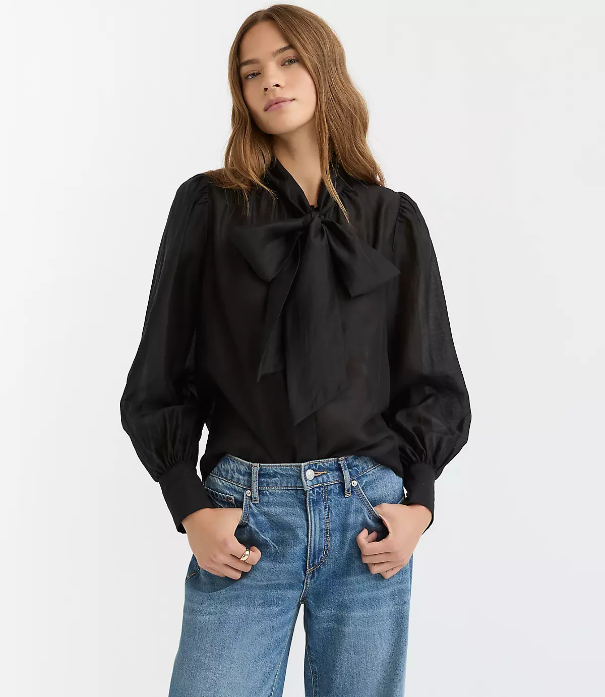 Blouson Sleeve Bow Blouse | LOFT