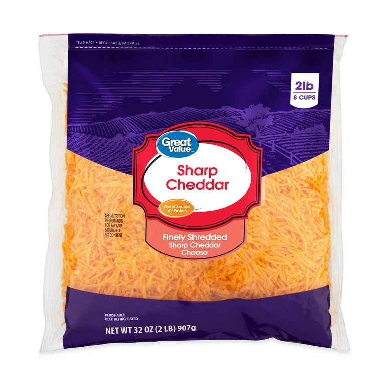 Great Value Sharp Cheddar Finely Shredded Cheese, 32 oz Bag | Walmart (US)