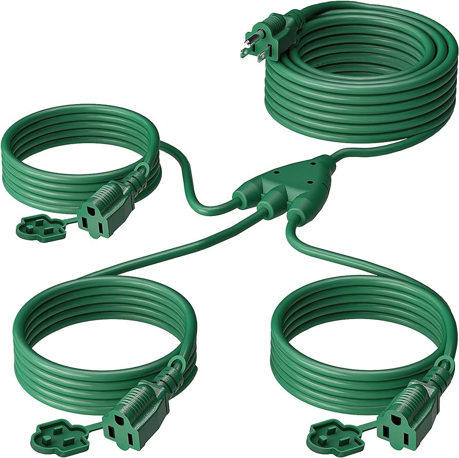 Stright 1 to 3 Splitter Extension Cord (Combined 40 FT, End to End 28 FT), 3 Prong Plug with 3 Ex... | Amazon (US)