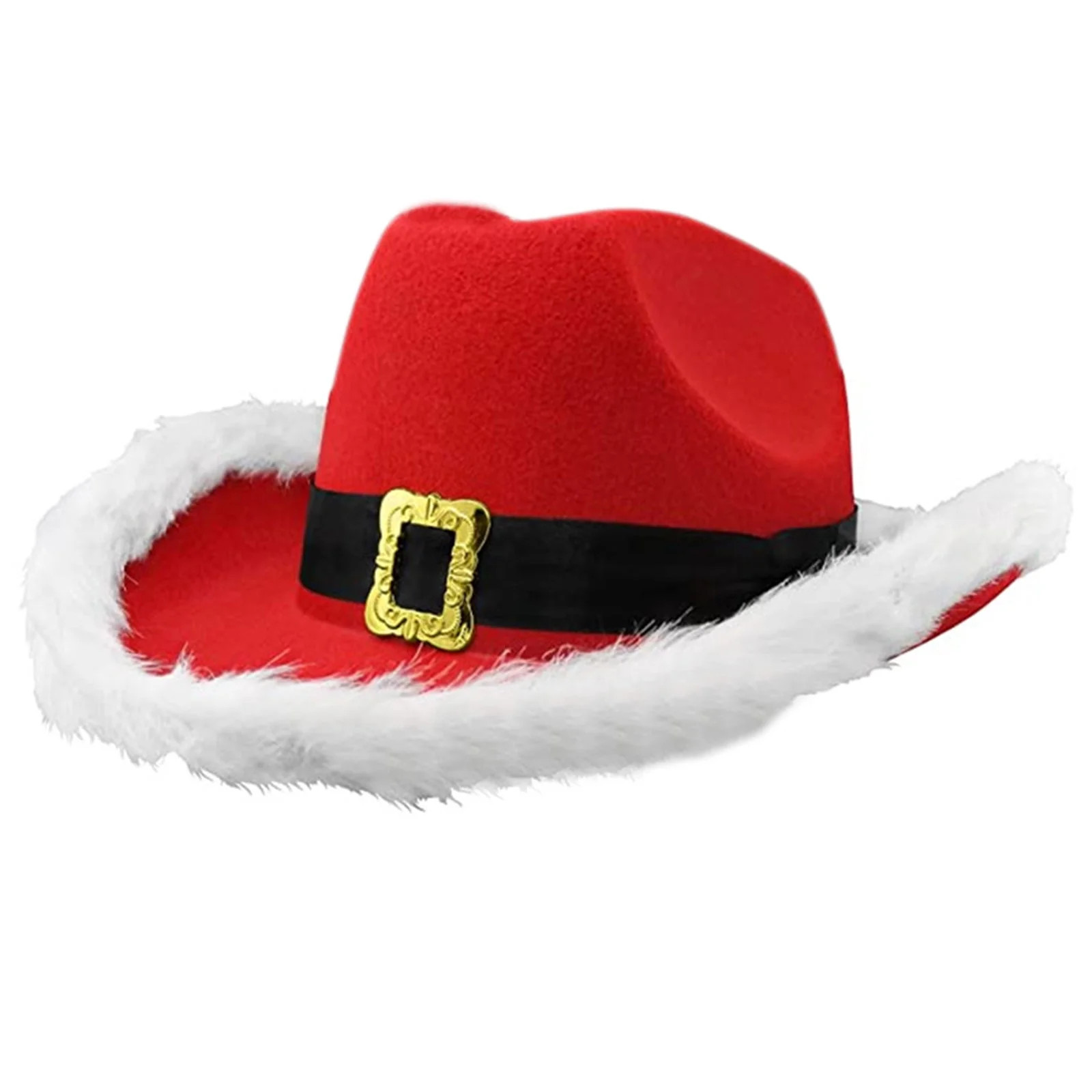 Christmas Western Red Cowboy Hat Santa Claus Hat Jazz Hat for Friend Birthday - Walmart.com | Walmart (US)