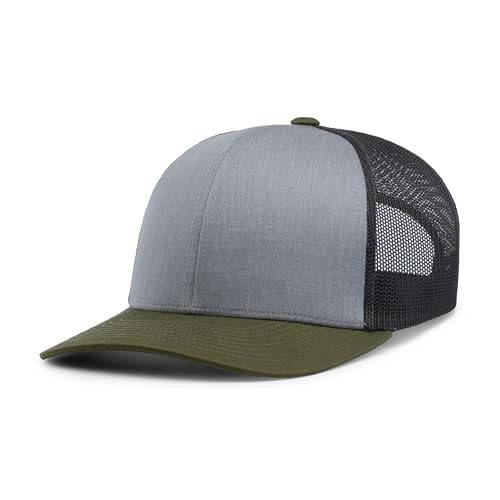 Pacific Headwear Standard Snapback Trucker: Stylish Unisex Cap for All-Day Comfort, Heather Grey/Lt Charcoal/Moss Green | Amazon (US)