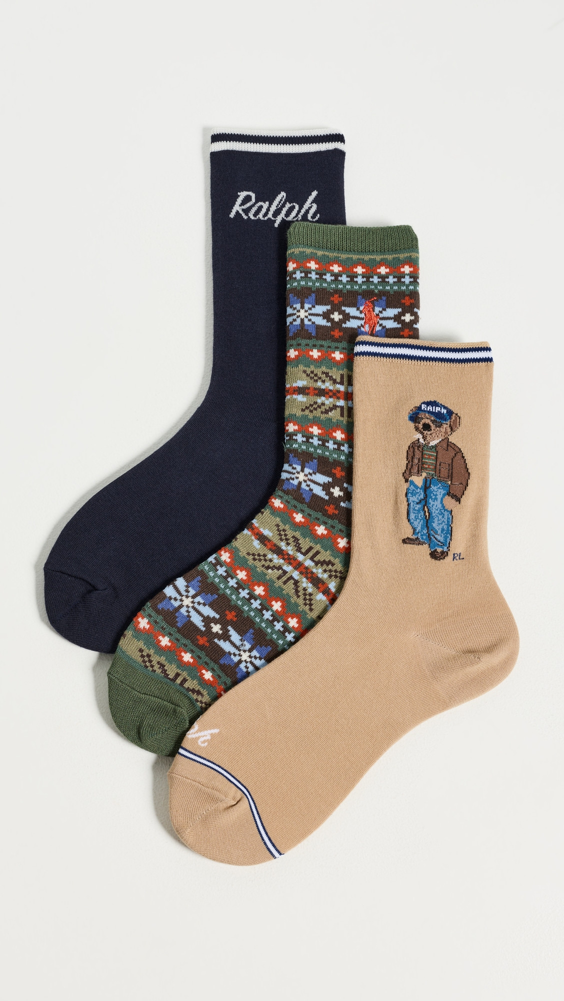 Polo Ralph Lauren Pre-Fall Bear Socks 3-Pack Tan One Size | Shopbop
