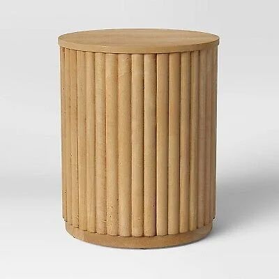 Wood Fluted Drum End Table Natural - - Walmart.com | Walmart (US)