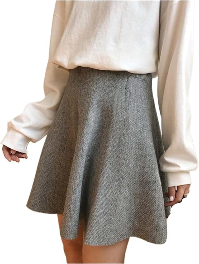 Women's Knitted Mini Skirt Autumn and Winter High Waist Comfortable Versatile A-Line Skirt | Amazon (US)