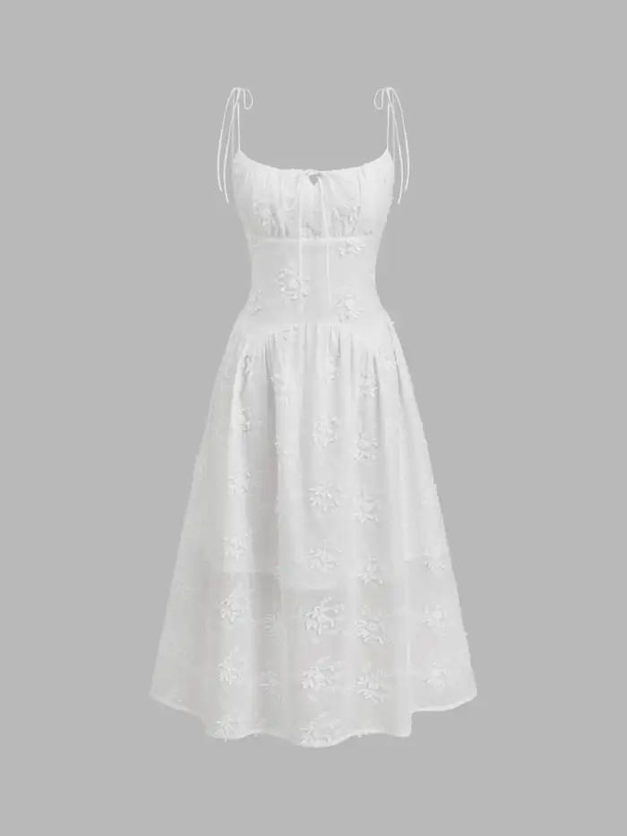 Cotton Scoop Neckline Floral Knotted Maxi Dress... | Cider