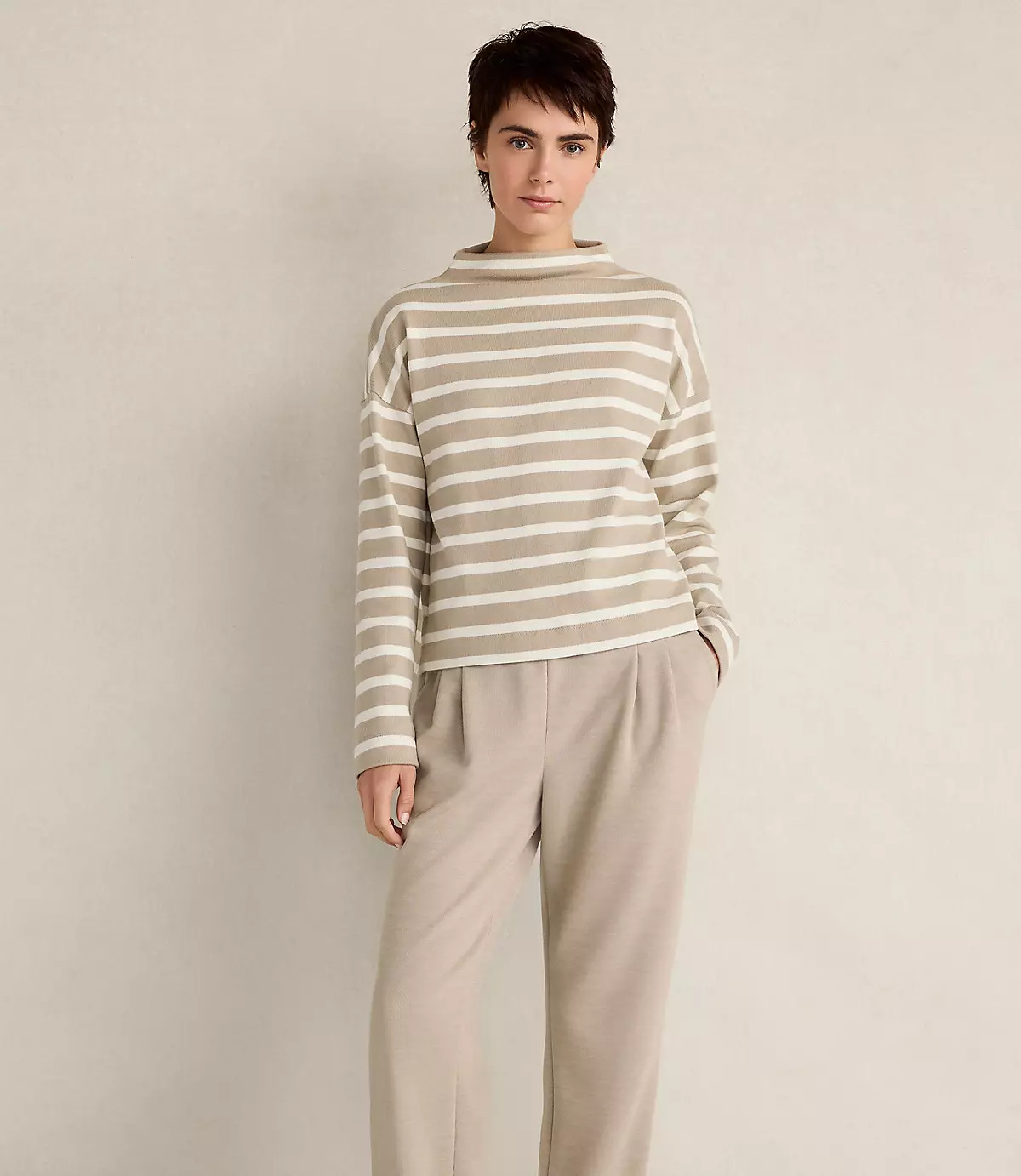 Haven Well Within Organic Cotton Funnel Neck Striped Pullover | LOFT