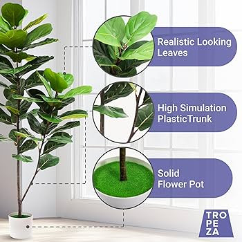 Artificial Fiddle Leaf Fig Tree 6Ft Potted Plants for Indoors Outdoor Faux Tree Front Door Decor ... | Amazon (US)