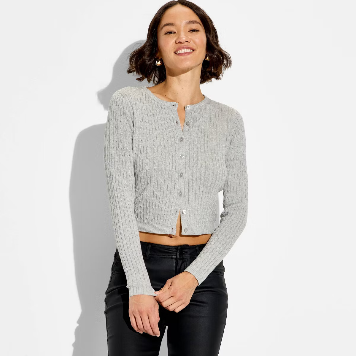 Women's Crewneck Baby Cable Cardigan - Wild Fable™ | Target