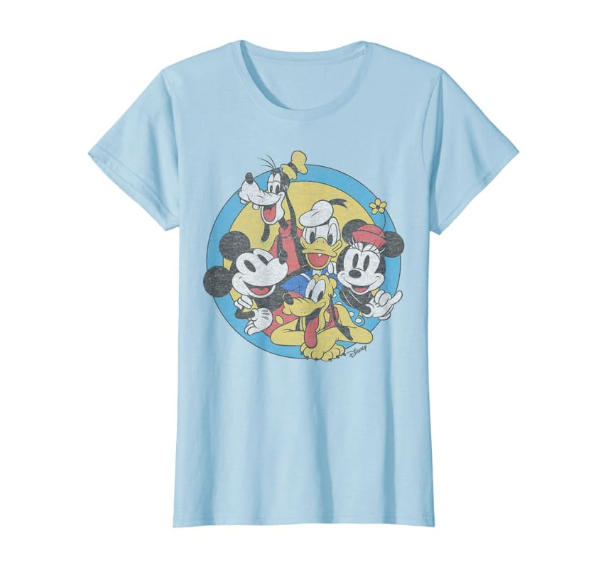 Disney Mickey And Friends Retro Group Shot T-Shirt | Amazon (US)