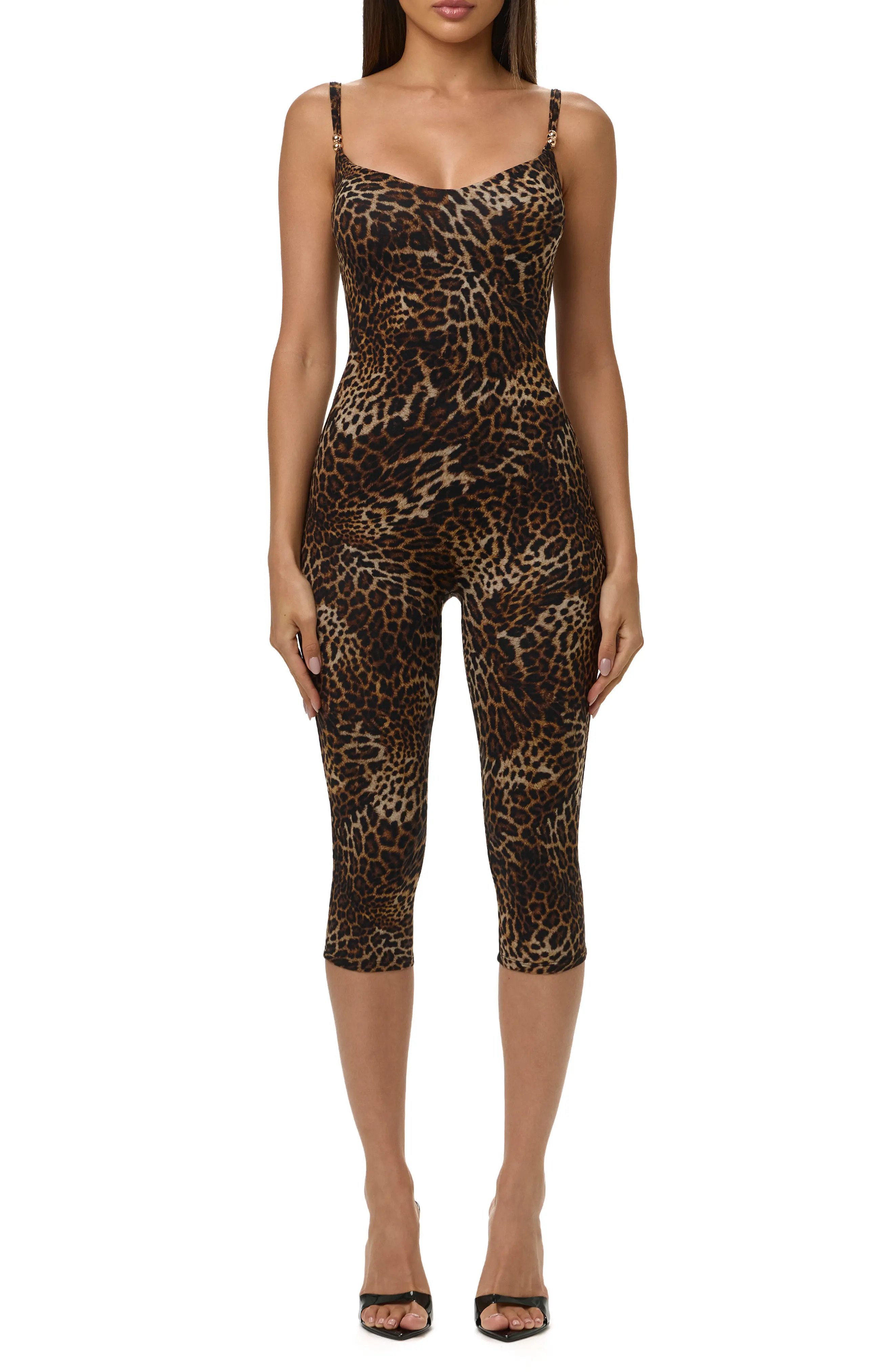 Naked Wardrobe Leopard Print Capri Jumpsuit (Women) | Nordstrom | Nordstrom