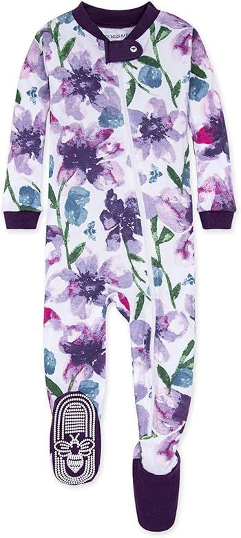 Burt's Bees Baby Baby Girls Pajamas, Zip Front Non-Slip Footed Sleeper Pjs, 100% Organic Cotton | Amazon (US)