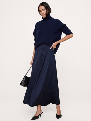 Stretch-Satin Basque-Waist Maxi Skirt | Banana Republic (US)