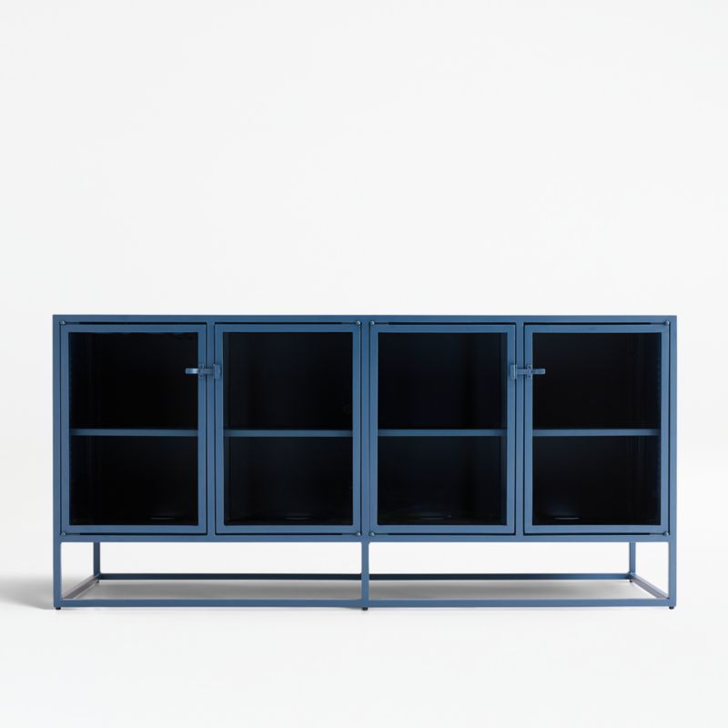 Casement Blue Large Metal Sideboard + Reviews | Crate and Barrel | Crate & Barrel