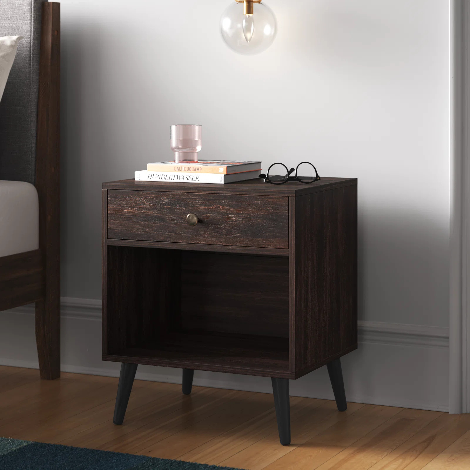 Vansant 1 - Drawer Nightstand with Drawer and Open Compartment, Solid Wood Legs | Wayfair North America